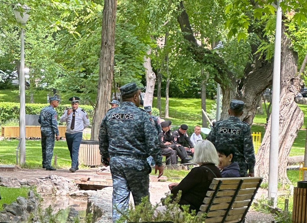 Heavy police presence at Lover's Park in Yerevan, Armenia - May 21, 2024
